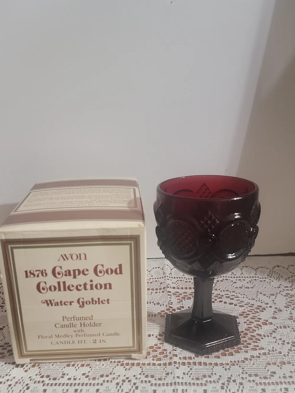 Avon 1876 Cape Cod Water Goblet Ruby Red